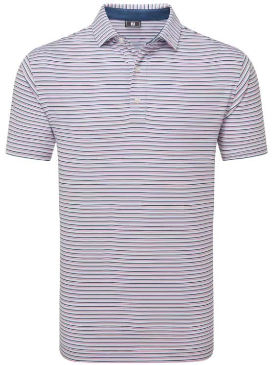 FootJoy Balance Stripe Lisle polo de hombre, skyway/white/dark denim/pink lemonade