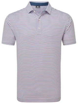 FootJoy Balance Stripe Lisle polo de hombre, skyway/white/dark denim/pink lemonade