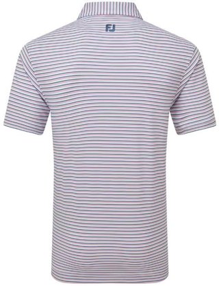 FootJoy Balance Stripe Lisle polo de hombre, skyway/white/dark denim/pink lemonade