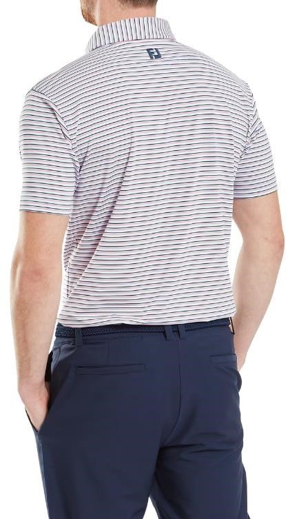 FootJoy Balance Stripe Lisle polo de hombre, skyway/white/dark denim/pink lemonade