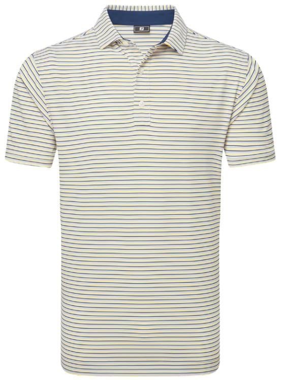 FootJoy Balance Stripe Lisle polo de hombre, blanco/navy/gris/taxi