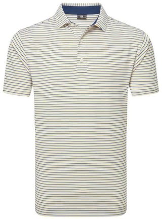 FootJoy Balance Stripe Lisle polo de hombre, blanco/navy/gris/taxi