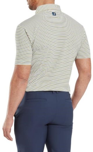 FootJoy Balance Stripe Lisle polo de hombre, blanco/navy/gris/taxi