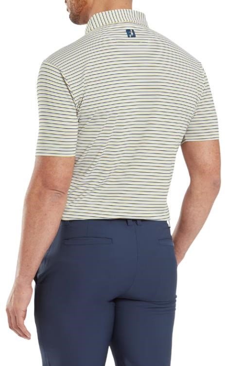 FootJoy Balance Stripe Lisle polo de hombre, blanco/navy/gris/taxi