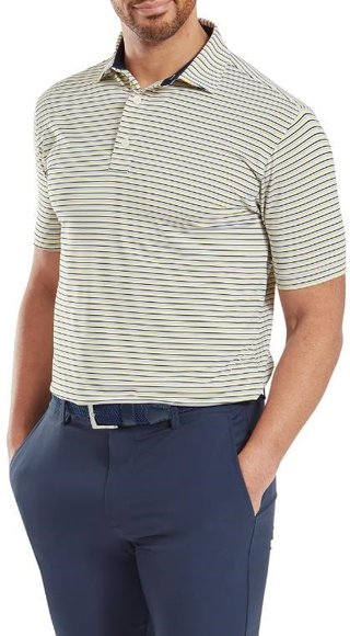 FootJoy Balance Stripe Lisle polo de hombre, azul jay/blanco/pistacho/naranja