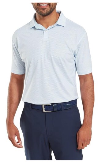 FootJoy Irongate Print Lisle polo de hombre, blanco/skyway
