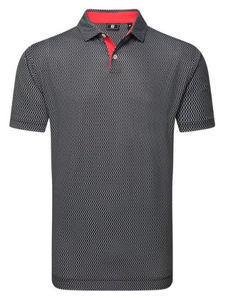FootJoy Irongate Print Lisle polo de hombre, negro/blanco