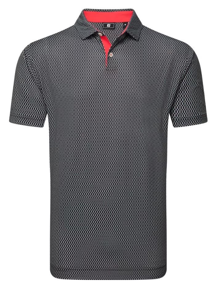 FootJoy Irongate Print Lisle polo de hombre, negro/blanco