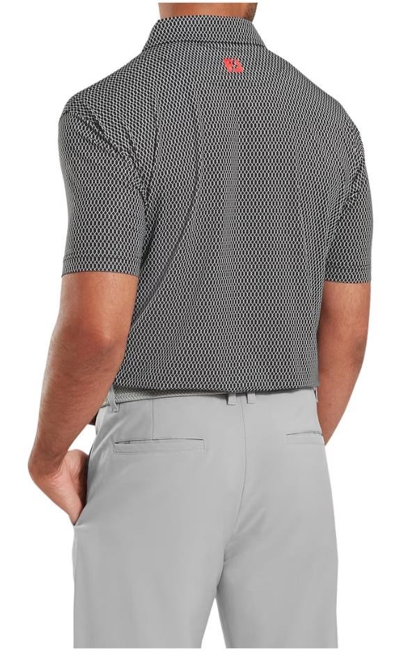FootJoy Irongate Print Lisle polo de hombre, negro/blanco
