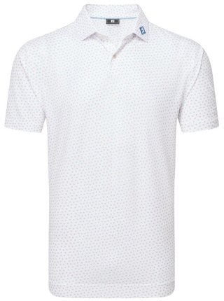 FootJoy Bounce Print Pique polo de hombre, blanco/naranja/azul jay