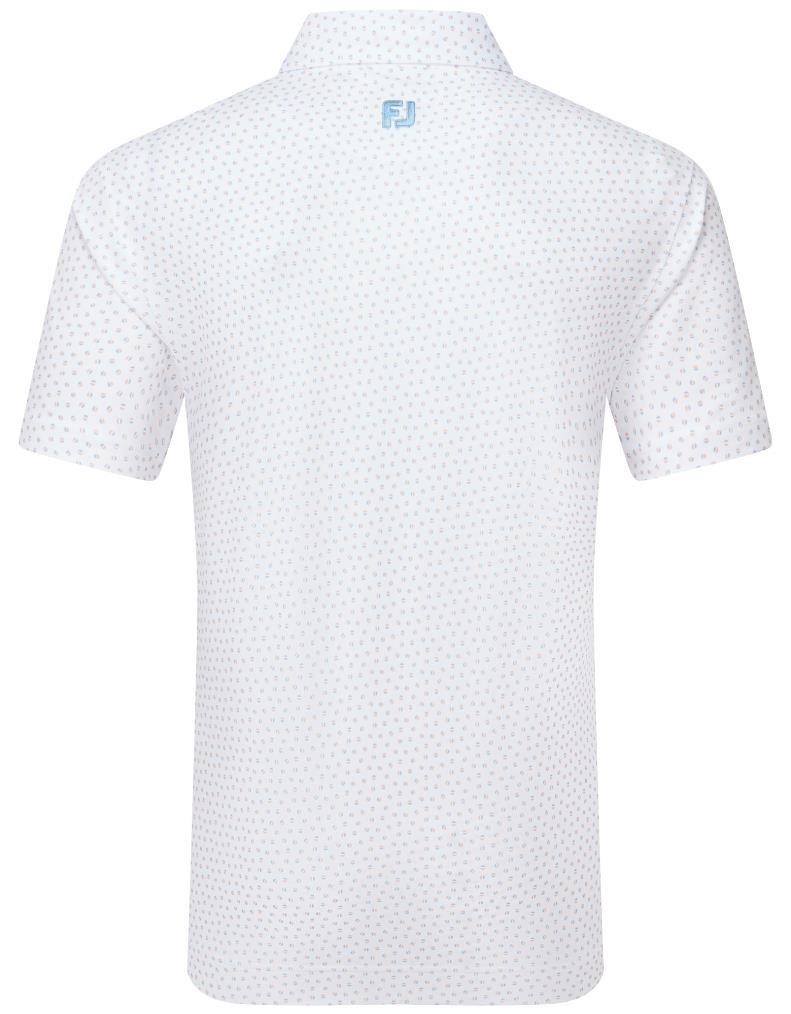FootJoy Bounce Print Pique polo de hombre, blanco/naranja/azul jay