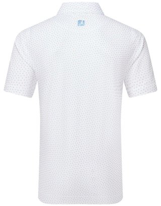 FootJoy Bounce Print Pique polo de hombre, blanco/naranja/azul jay