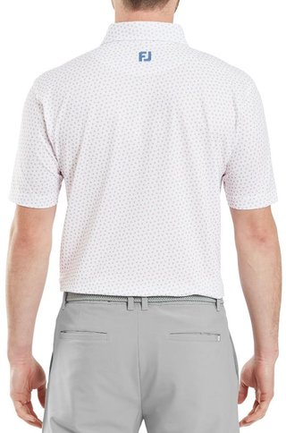 FootJoy Bounce Print Pique polo de hombre, blanco/naranja/azul jay