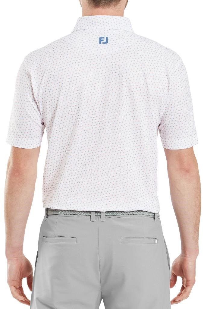 FootJoy Bounce Print Pique polo de hombre, blanco/naranja/azul jay