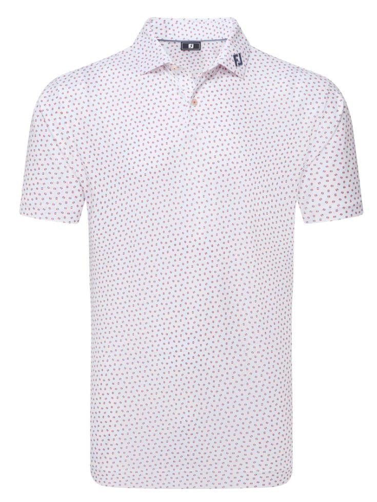 FootJoy Bounce Print Pique polo de hombre, blanco/hibiscus