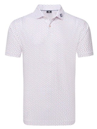 FootJoy Bounce Print Pique polo de hombre, blanco/hibiscus