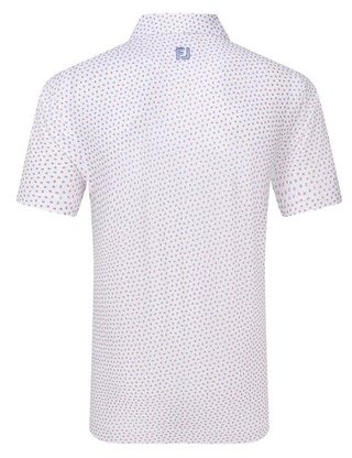 FootJoy Bounce Print Pique polo de hombre, blanco/hibiscus