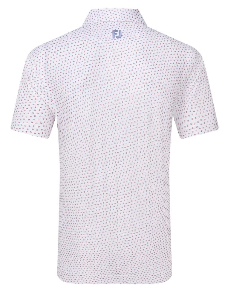 FootJoy Bounce Print Pique polo de hombre, blanco/hibiscus