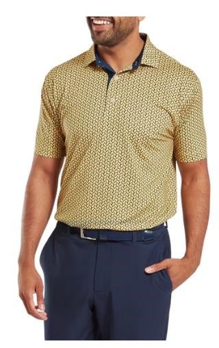 FootJoy Citrus Print Lisle polo de hombre, taxi/navy