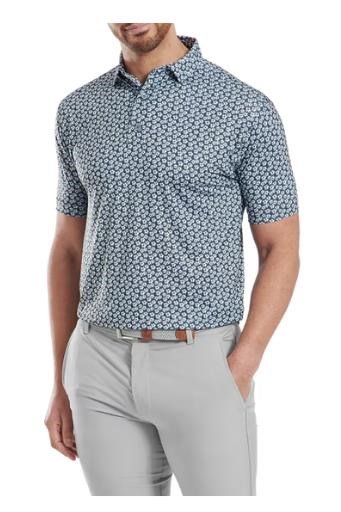 FootJoy Floral Sketch Print Lisle polo de hombre, blanco/navy