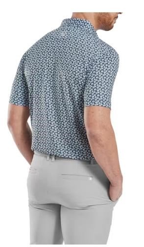 FootJoy Floral Sketch Print Lisle polo de hombre, blanco/navy