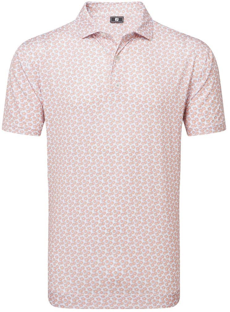 FootJoy Floral Sketch Print Lisle polo de hombre, naranja/blanco