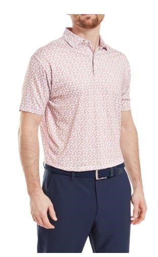 FootJoy Floral Sketch Print Lisle polo de hombre, naranja/blanco