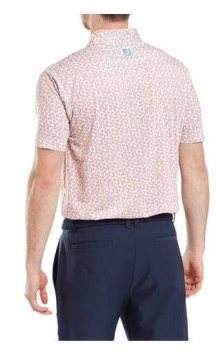 FootJoy Floral Sketch Print Lisle polo de hombre, naranja/blanco