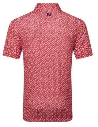 FootJoy Floral Sketch Print Lisle polo de hombre, blanco/hibisco