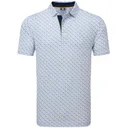 FootJoy Figure Print Lisle polo de hombre, blanco/azul marino