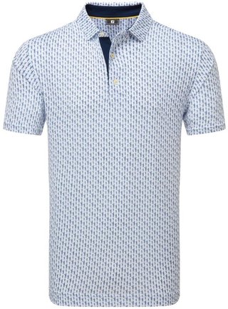 FootJoy Figure Print Lisle polo de hombre, blanco/azul marino