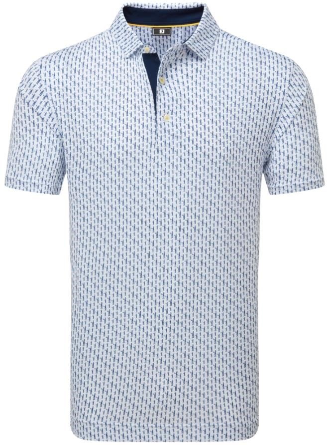 FootJoy Figure Print Lisle polo de hombre, blanco/azul marino