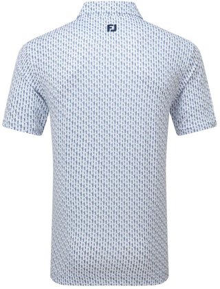 FootJoy Figure Print Lisle polo de hombre, blanco/azul marino