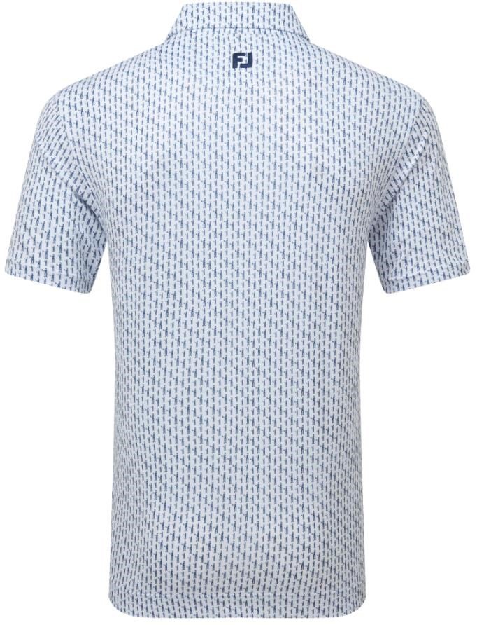 FootJoy Figure Print Lisle polo de hombre, blanco/azul marino