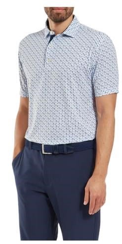 FootJoy Figure Print Lisle polo de hombre, blanco/azul marino