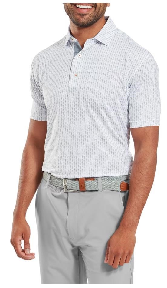 FootJoy Figure Print Lisle polo de hombre, blanco/flint