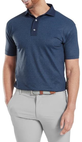 FootJoy Etched Texture Print Lisle polo de hombre, navy