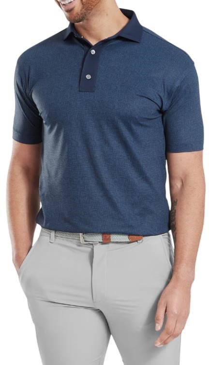 FootJoy Etched Texture Print Lisle polo de hombre, navy