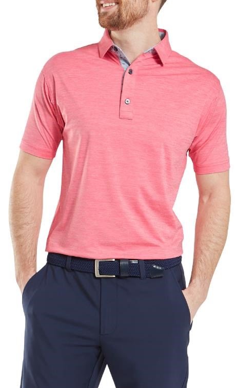 FootJoy Heather Lisle with Trim polo de hombre, pink lemonade heather