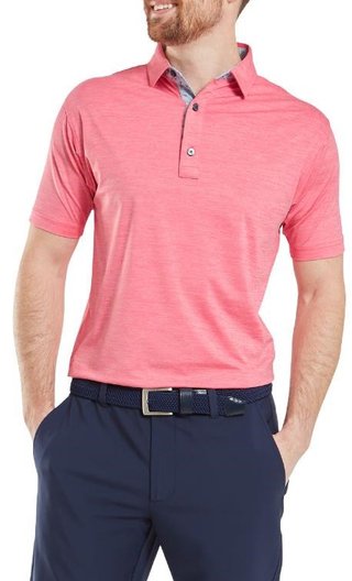 FootJoy Heather Lisle with Trim polo de hombre, pink lemonade heather