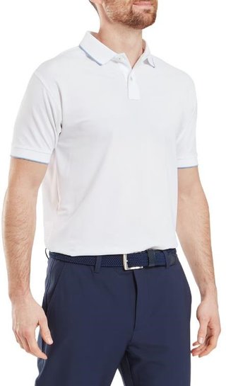 FootJoy Tipped Pique polo para hombre, blanco/blue jay