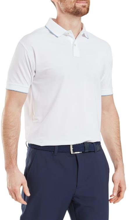 FootJoy Tipped Pique polo para hombre, blanco/blue jay