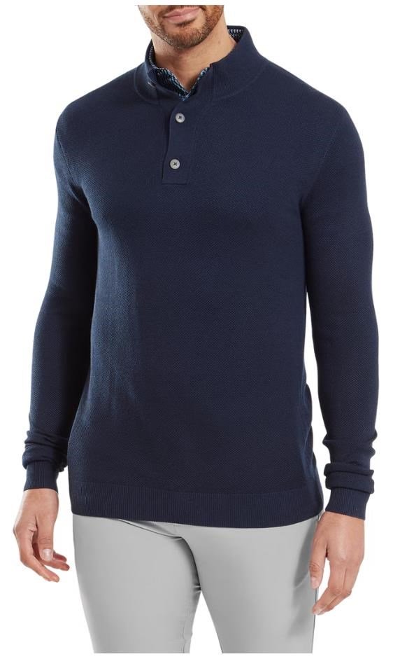 FootJoy Drirelease Button Placket suéter de hombre, dark denim