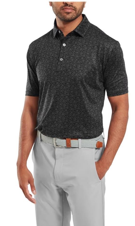 FootJoy Painted Floral Lisle polo de hombre, negro