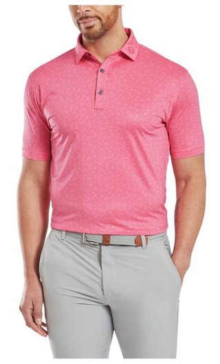 FootJoy Painted Floral Lisle polo de hombre, pink lemonade