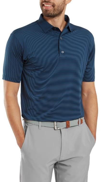 FootJoy Micro Feeder Stripe Lisle polo de hombre, navy tonal