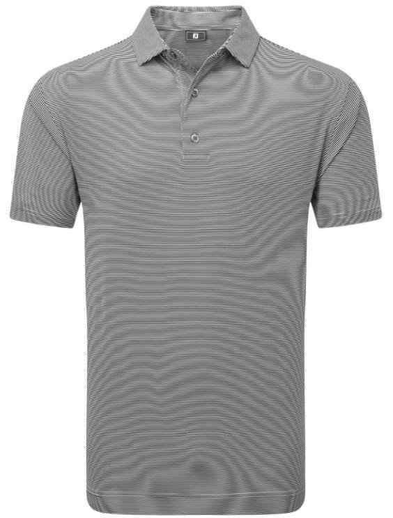 FootJoy Micro Feeder Stripe Lisle polo de hombre, negro/blanco