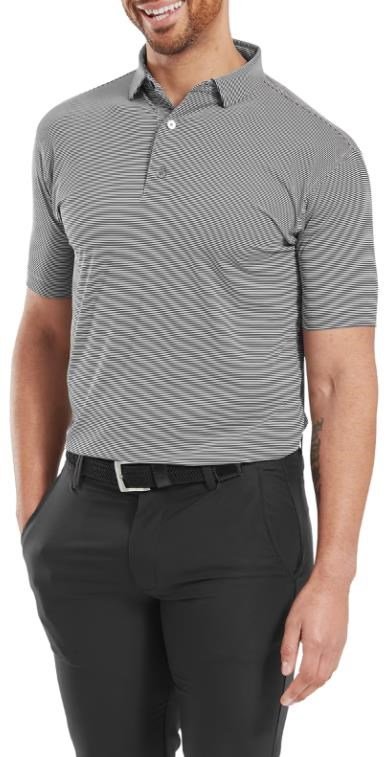 FootJoy Micro Feeder Stripe Lisle polo de hombre, negro/blanco
