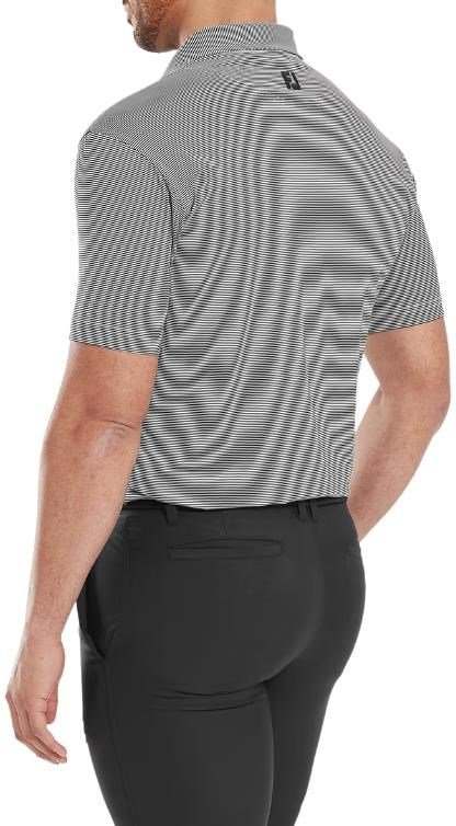 FootJoy Micro Feeder Stripe Lisle polo de hombre, negro/blanco