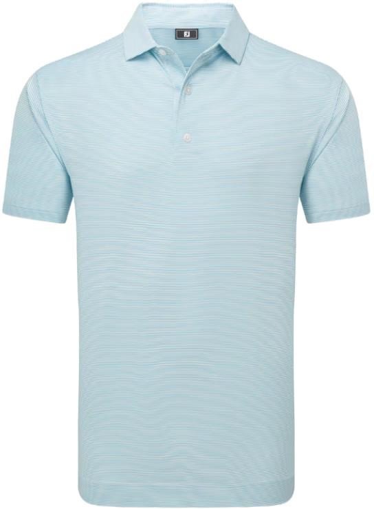 FootJoy Micro Feeder Stripe Lisle polo de hombre, azul claro/blanco